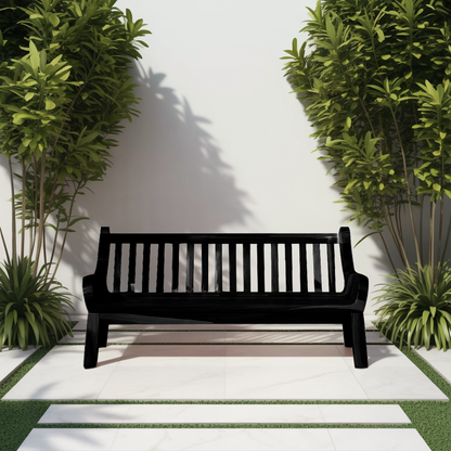 Contemporary Outdoor Wooden Bench With Curved Armrests For Garden Or Porch Kitchnce