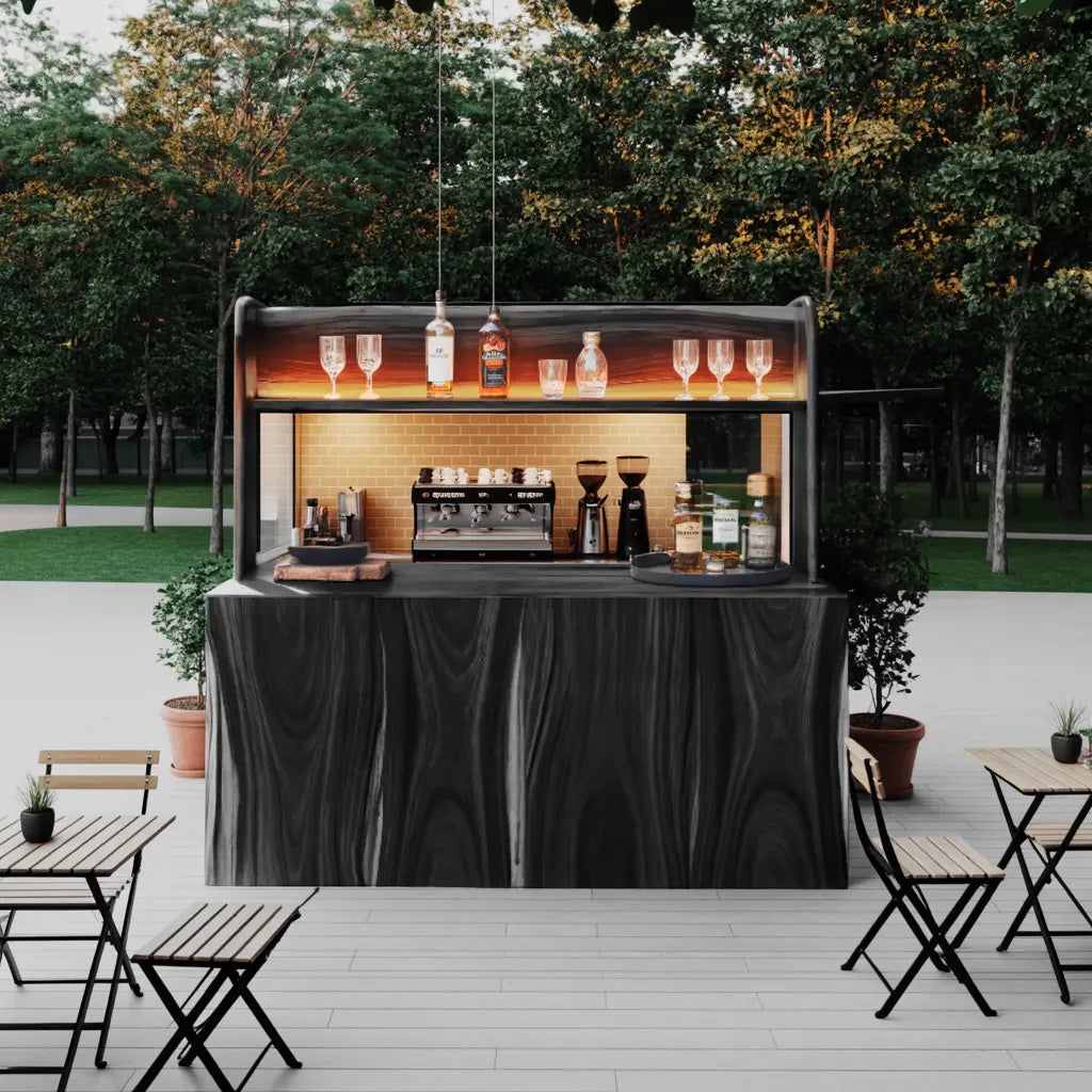 Outdoor Live Edge Bar Table With Curved Shelf For Patio Or Garden Kitchnce