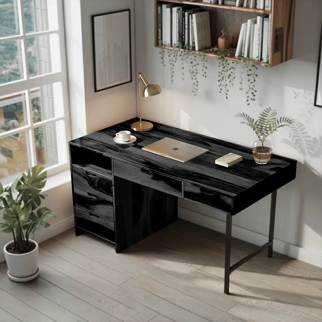 Modern Wooden Desk With Drawers For Home Office Or Study Kitchnce