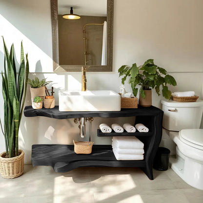 Rustic Wooden Vanity Space For Bathroom Use Kitchnce
