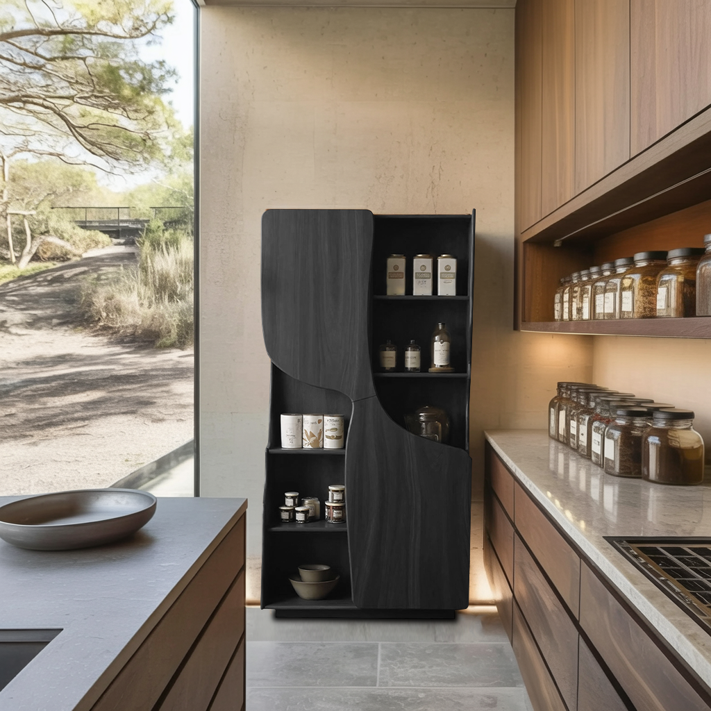 Modern Sculptural Cabinet With Curved Doors For Kitchen And Living Room Kitchnce