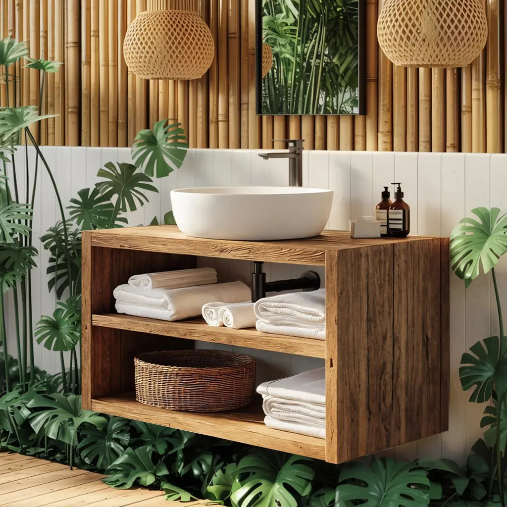 Wooden Bathroom Storage Cabinet For Rustic Decor Vibe Kitchnce