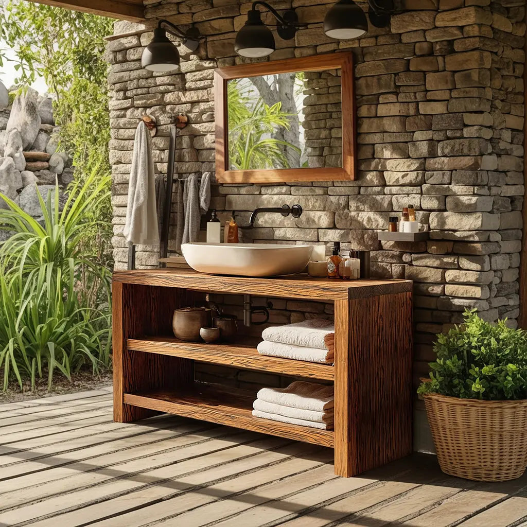 Farmhouse Wooden Vanity For Cozy Bathroom Spaces Kitchnce