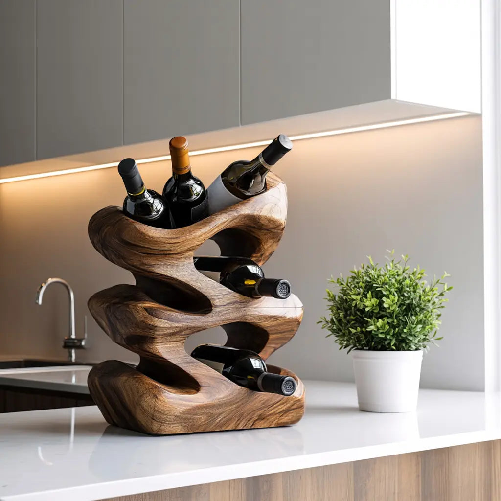 Handcrafted Wine Stand For Kitchen Natural Storage Kitchnce