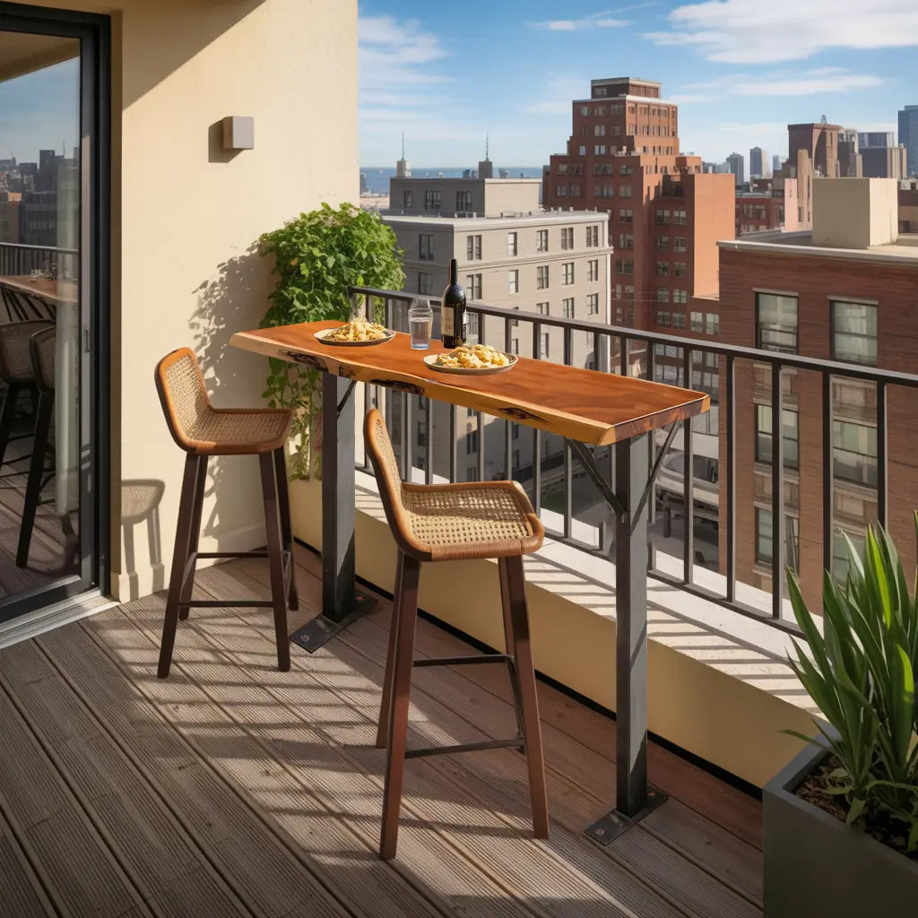 Rustic Live Edge Balcony Bar Table For Rail Mount Patio Or Apartment Deck Kitchnce