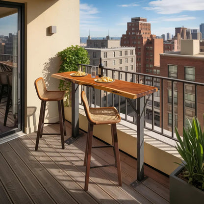 Rustic Live Edge Balcony Bar Table For Rail Mount Patio Or Apartment Deck Kitchnce