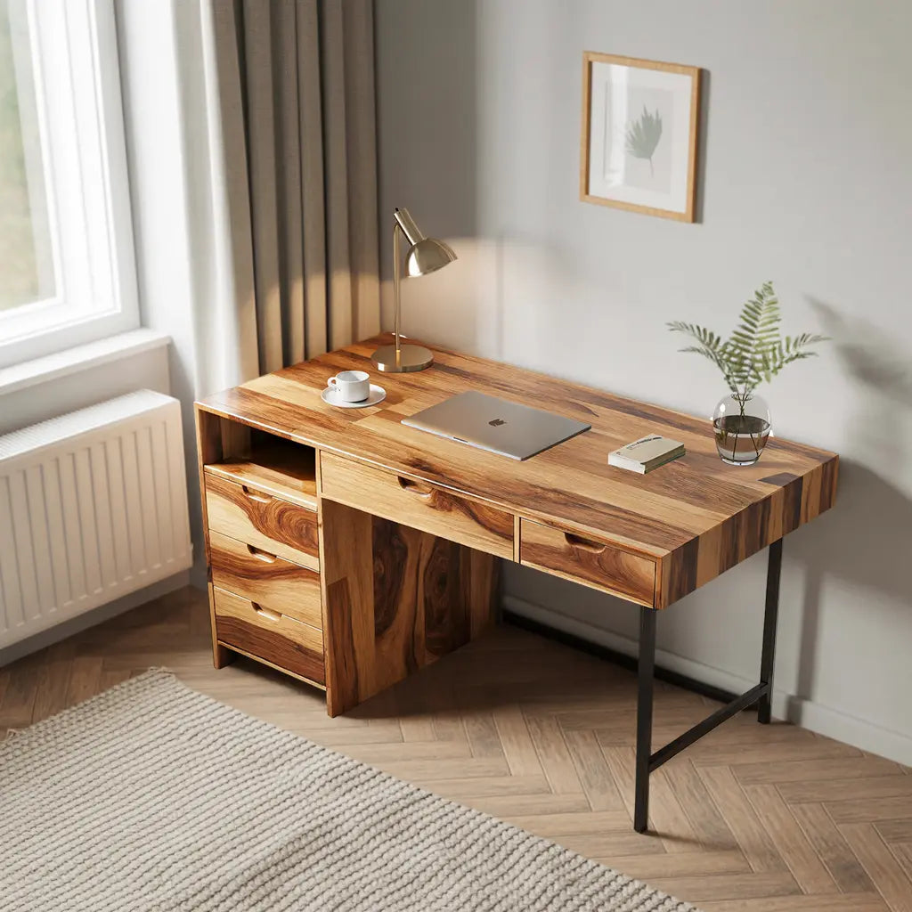 Modern Wooden Desk With Drawers For Home Office Or Study Kitchnce