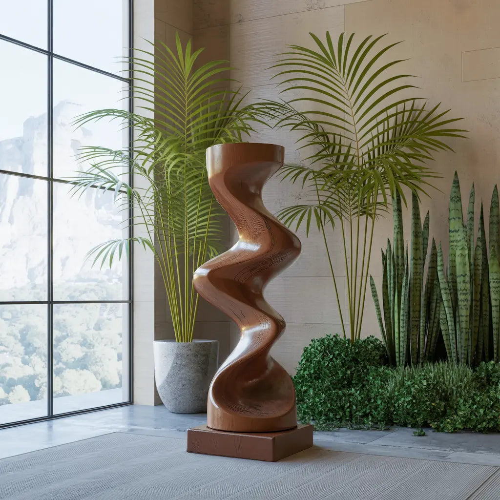 Rustic Solid Wood Abstract Sculpture For Patio Design Kitchnce