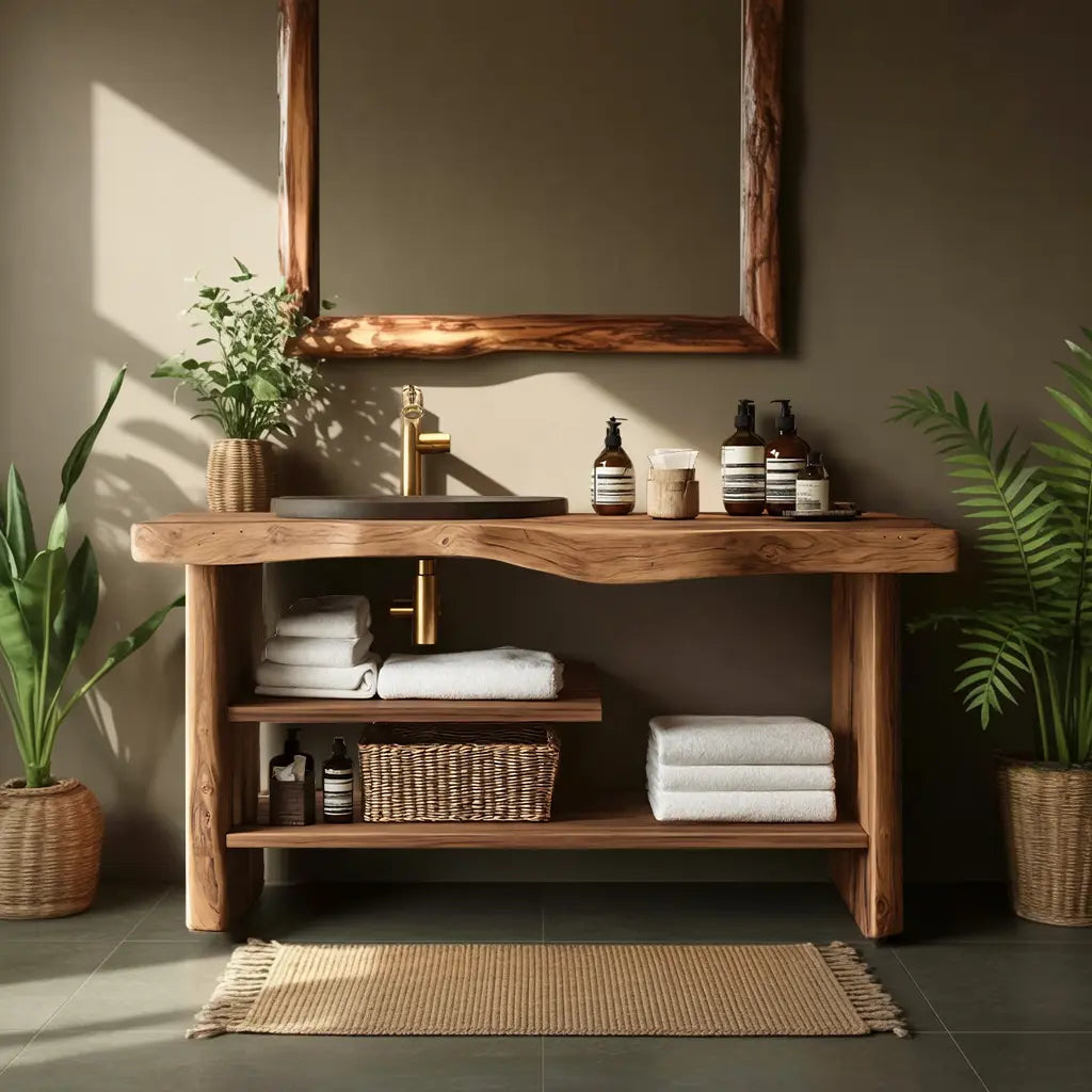 Handcrafted Wooden Storage Vanity For Bathroom Decor Kitchnce