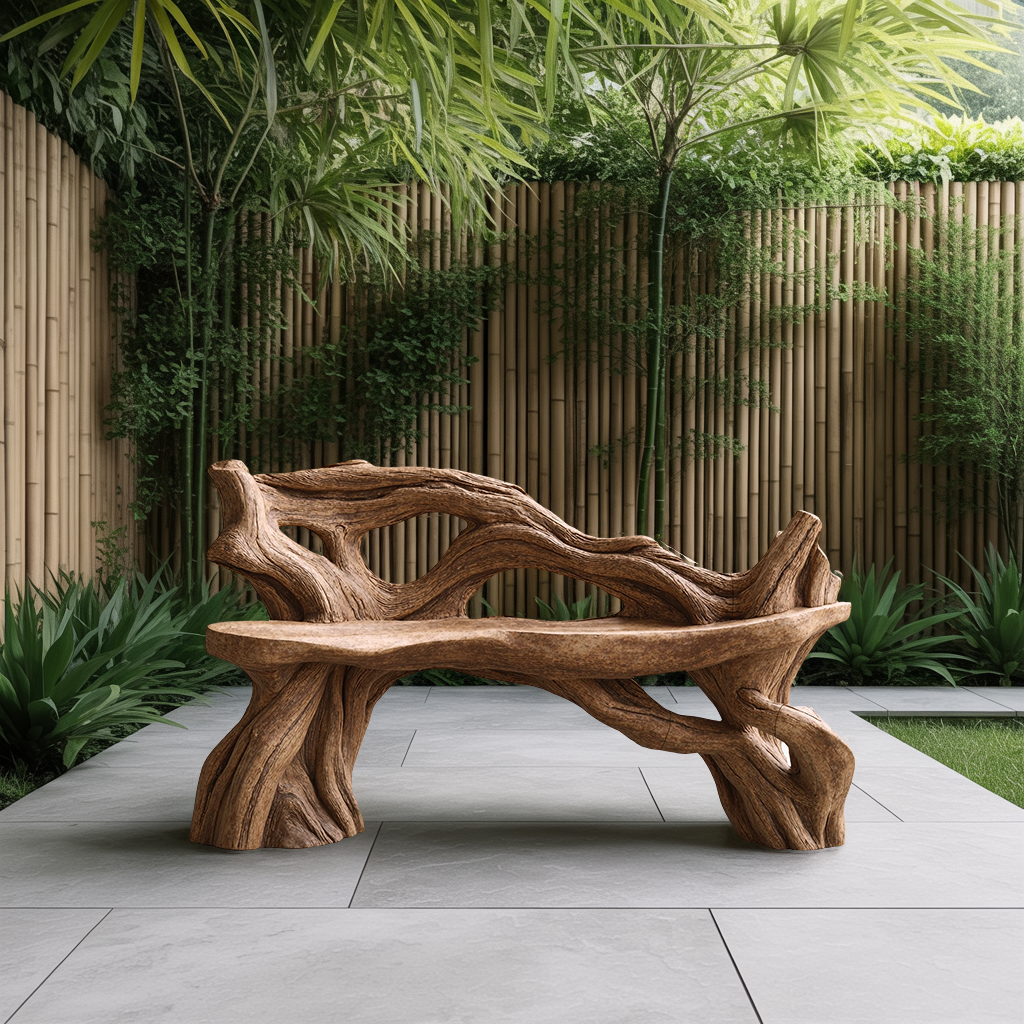 Handcrafted Branch Bench Outdoor Decor For Hand Carved Gardens Kitchnce