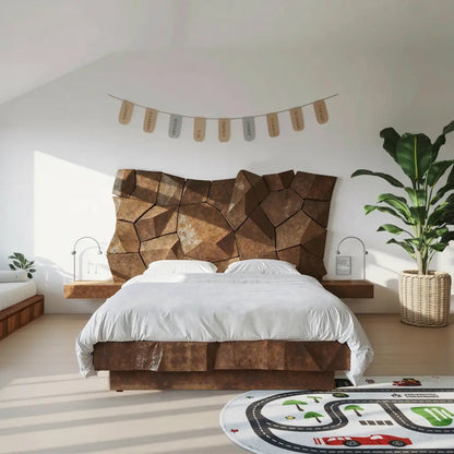 Sculptural Geometric Bed Frame For Modern Bedroom Kitchnce