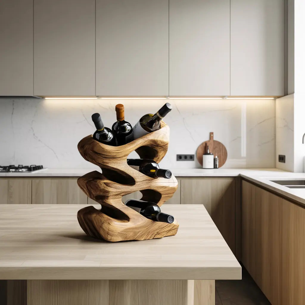 Handcrafted Wine Stand For Kitchen Natural Storage Kitchnce