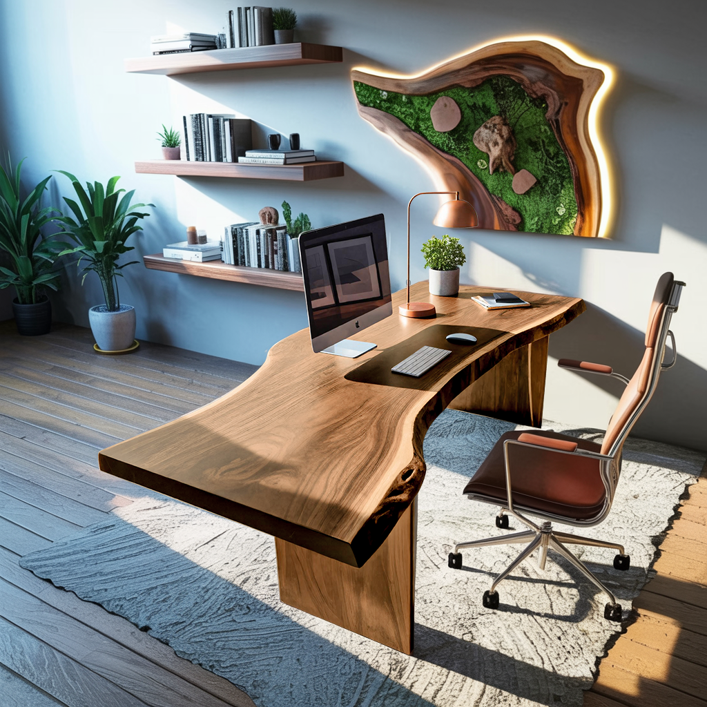 Modern Organic Curved Office Desk For Executive Or Creative Workspace Kitchnce