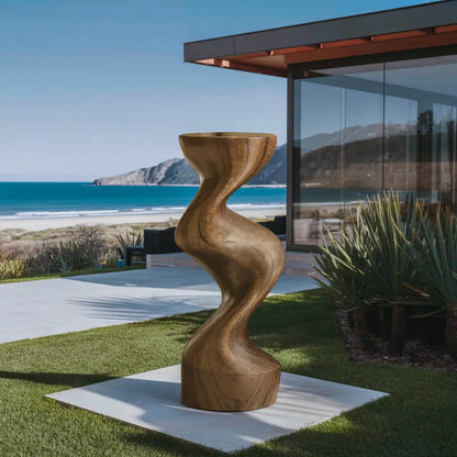 Farmhouse Solid Wood Abstract Sculpture For Garden Kitchnce