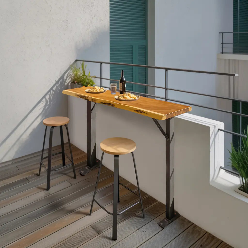 Rustic Live Edge Balcony Bar Table For Rail Mount Patio Or Apartment Deck Kitchnce