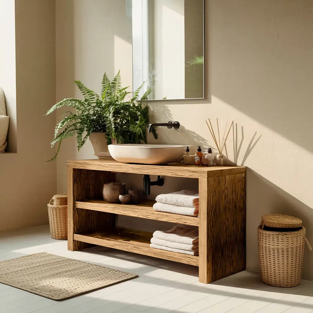 Farmhouse Wooden Vanity For Cozy Bathroom Spaces Kitchnce
