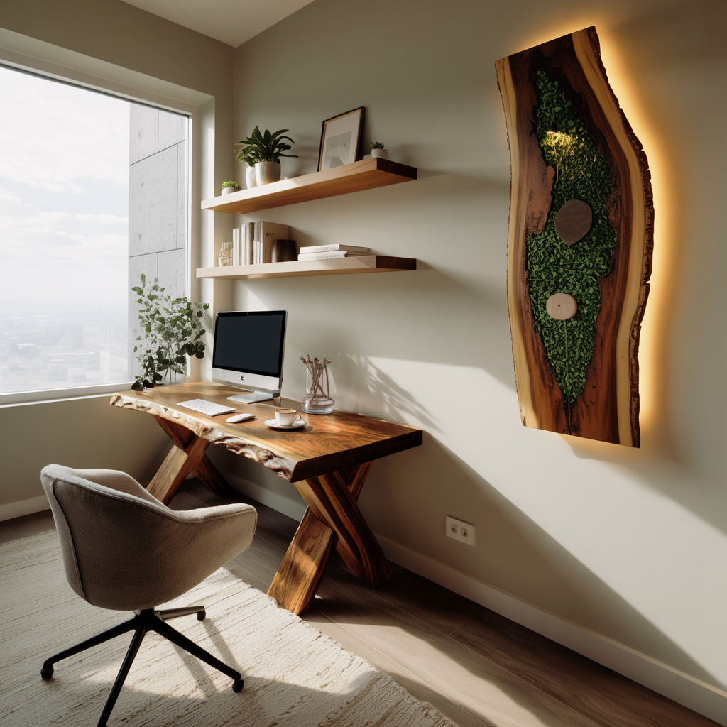 Live Edge Wooden Desk With X Legs For Rustic Home Office Or Studio Kitchnce