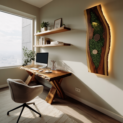 Live Edge Wooden Desk With X Legs For Rustic Home Office Or Studio Kitchnce