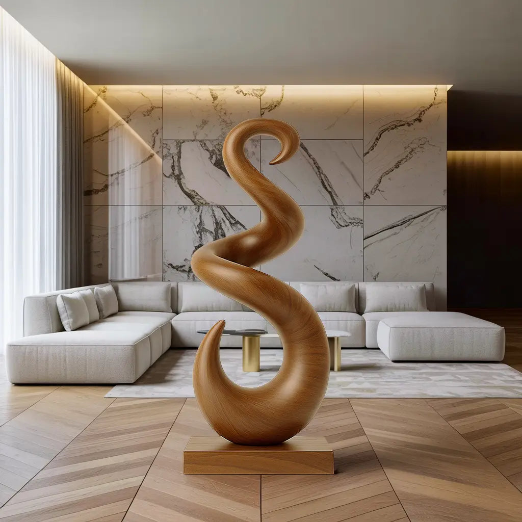 Hand Carved Abstract Wooden Sculpture For Yard Decor Kitchnce