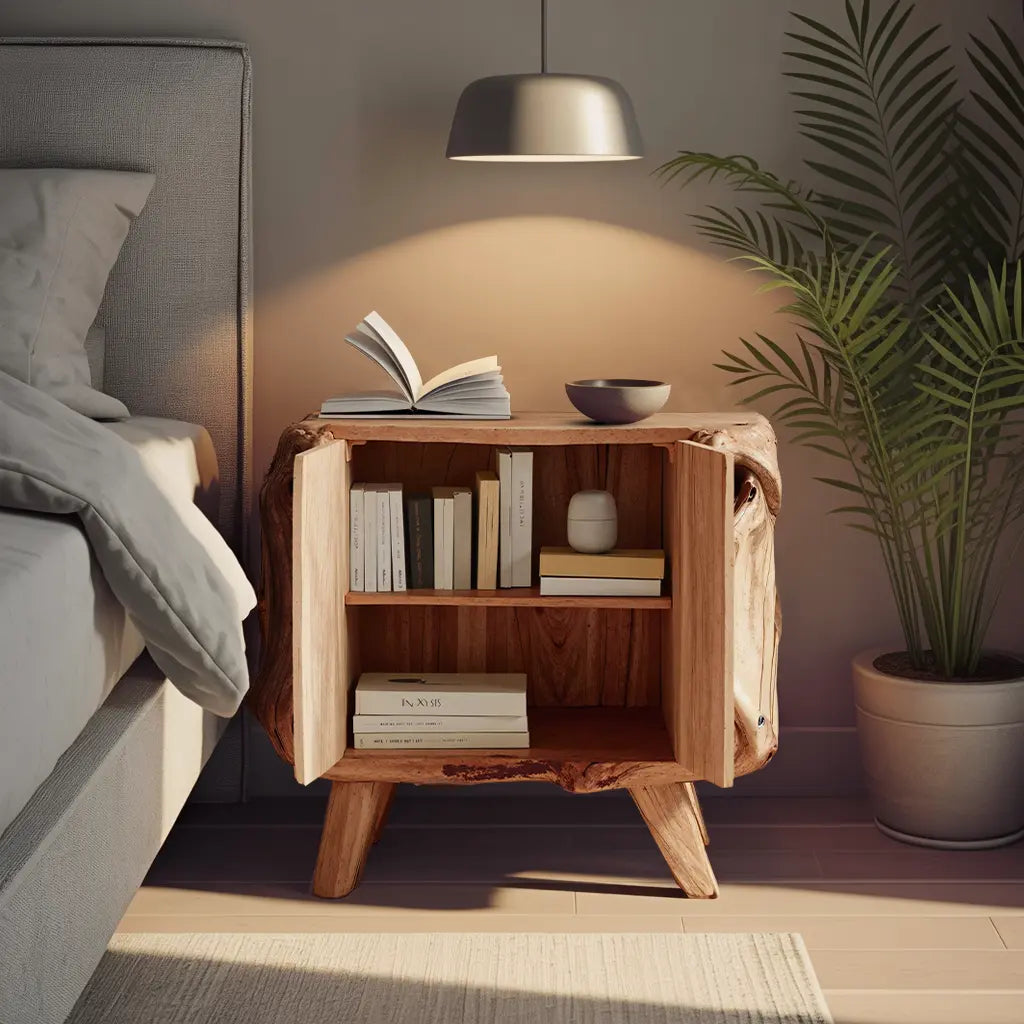 Farmhouse Live Edge Nightstand For Natural Bedroom Vibe Kitchnce