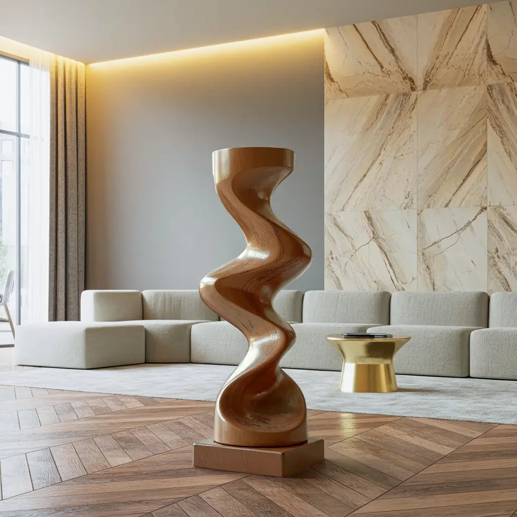 Rustic Solid Wood Abstract Sculpture For Patio Design Kitchnce