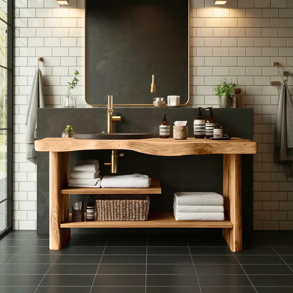 Handcrafted Wooden Storage Vanity For Bathroom Decor Kitchnce