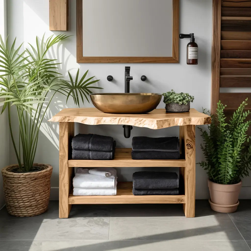 Farmhouse Wooden Vanity For Bathroom Furniture Setup Kitchnce
