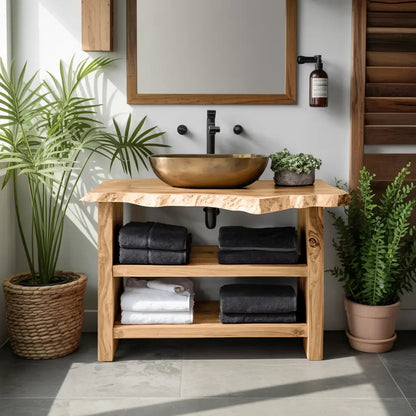 Farmhouse Wooden Vanity For Bathroom Furniture Setup Kitchnce