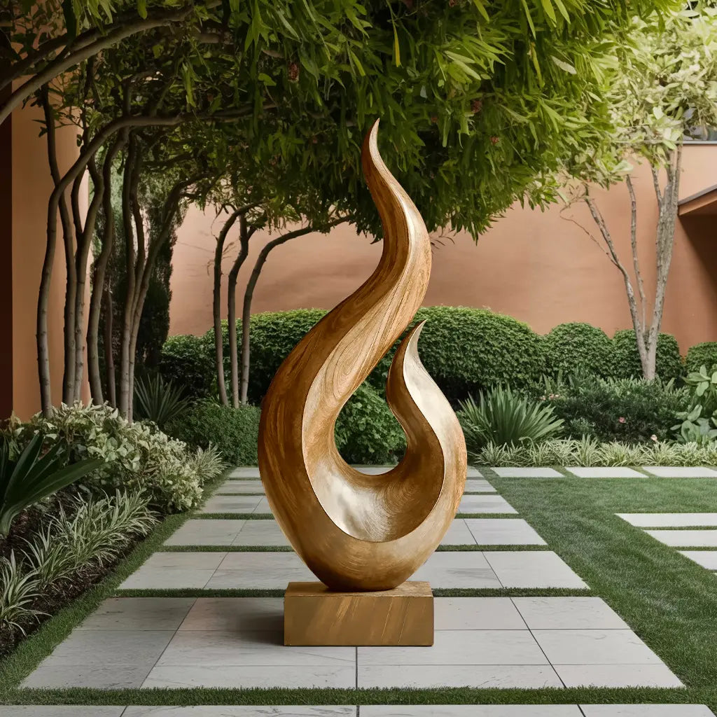 Handcrafted Abstract Wood Statue For Home Accent Kitchnce
