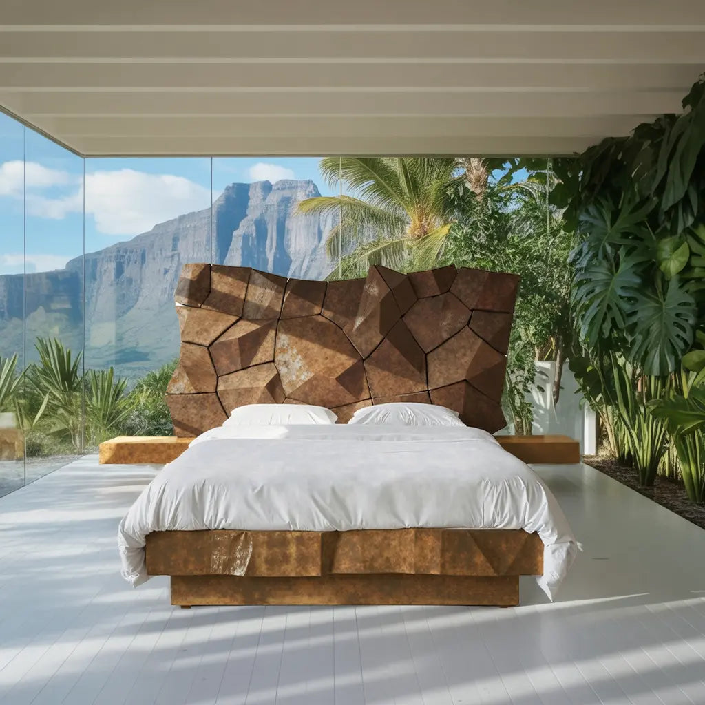 Sculptural Geometric Bed Frame For Modern Bedroom Kitchnce