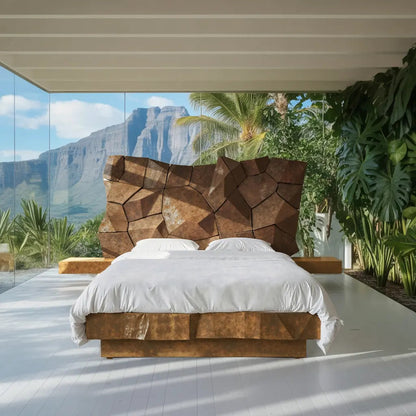 Sculptural Geometric Bed Frame For Modern Bedroom Kitchnce