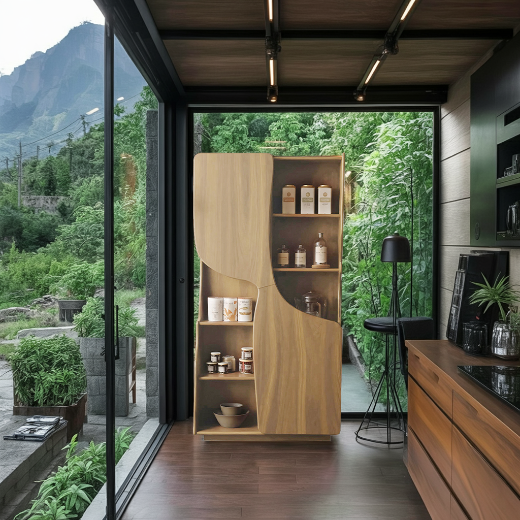 Modern Sculptural Cabinet With Curved Doors For Kitchen And Living Room Kitchnce
