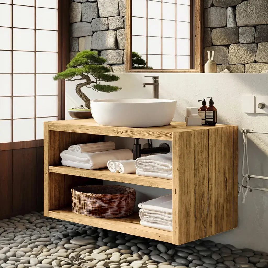 Wooden Bathroom Storage Cabinet For Rustic Decor Vibe Kitchnce