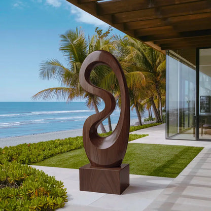 Rustic Solid Wood Abstract Statue For Interior Design Kitchnce