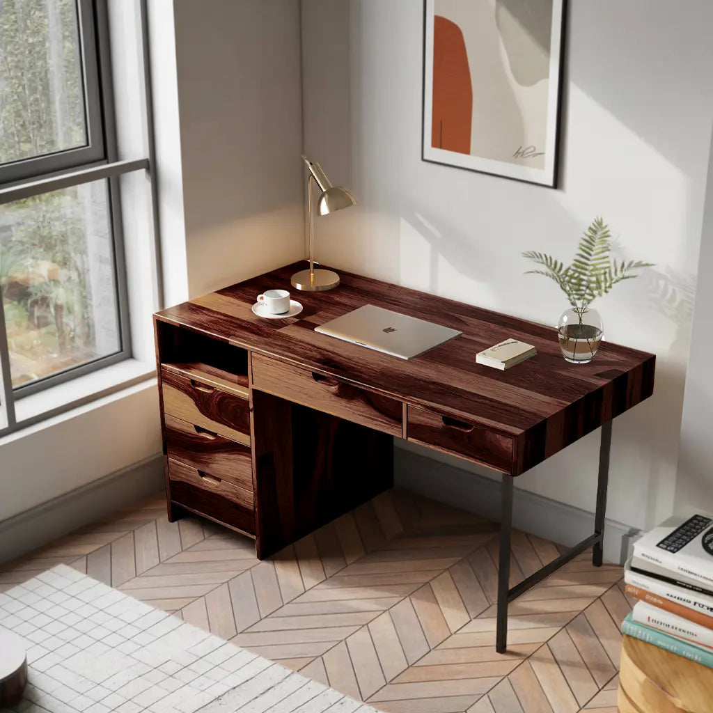 Modern Wooden Desk With Drawers For Home Office Or Study Kitchnce