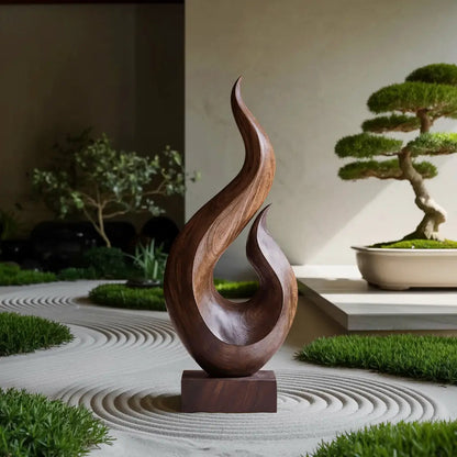 Handcrafted Abstract Wood Statue For Home Accent Kitchnce