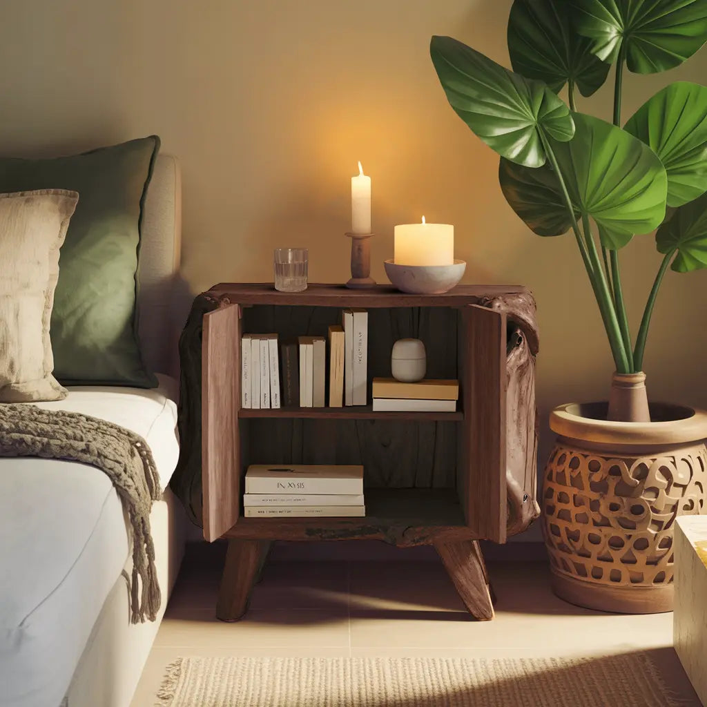 Farmhouse Live Edge Nightstand For Natural Bedroom Vibe Kitchnce