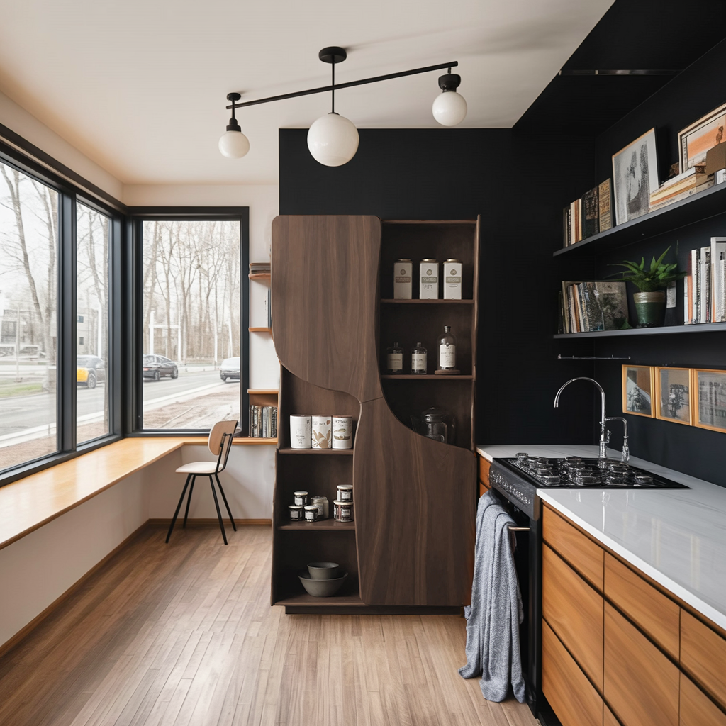 Modern Sculptural Cabinet With Curved Doors For Kitchen And Living Room Kitchnce