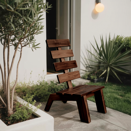 Modern Slatted Wood Outdoor Lounge Chair For Garden Or Patio Kitchnce