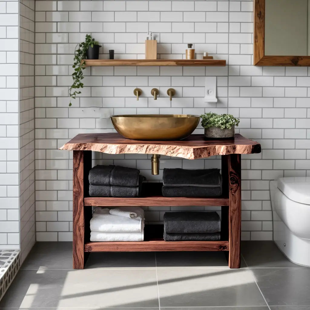 Farmhouse Wooden Vanity For Bathroom Furniture Setup Kitchnce
