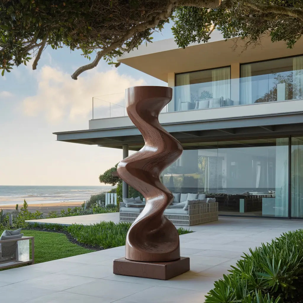 Rustic Solid Wood Abstract Sculpture For Patio Design Kitchnce
