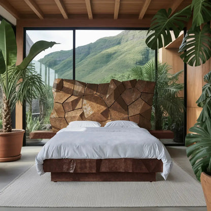 Sculptural Geometric Bed Frame For Modern Bedroom Kitchnce