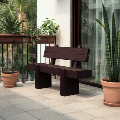 Modern Solid Wood Outdoor Bench With Charred Finish For Garden Or Patio Kitchnce