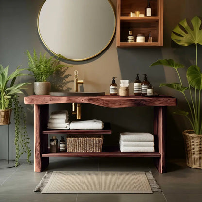 Handcrafted Wooden Storage Vanity For Bathroom Decor Kitchnce