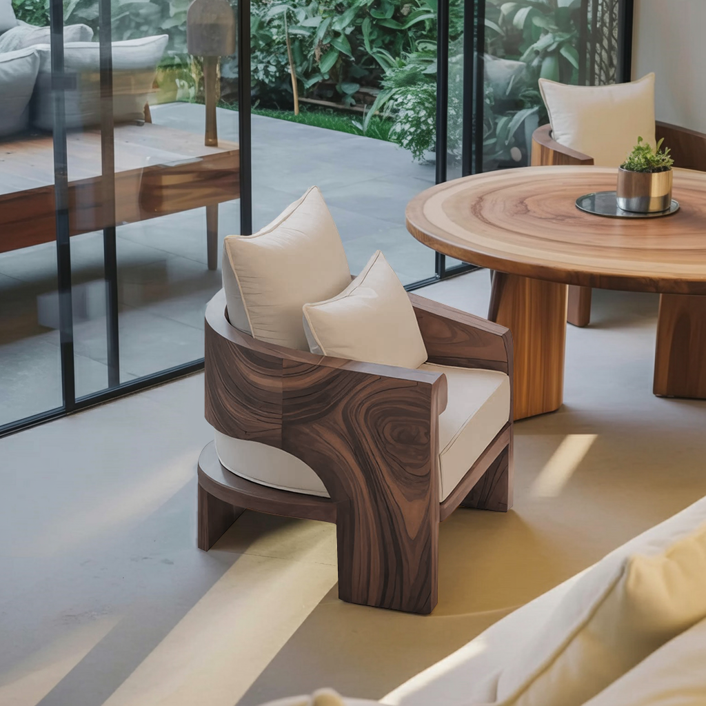 Curved Outdoor Wood Lounge Chair For Patio Or Balcony Kitchnce