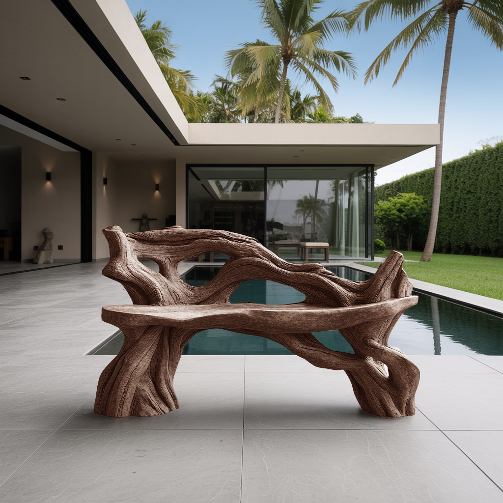 Handcrafted Branch Bench Outdoor Decor For Hand Carved Gardens Kitchnce