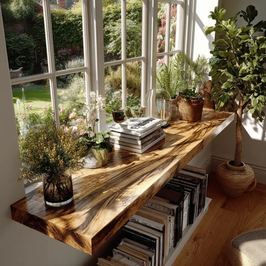 Caelith Live Edge Solid Wood Floating Shelf SPA126497 Kitchnce