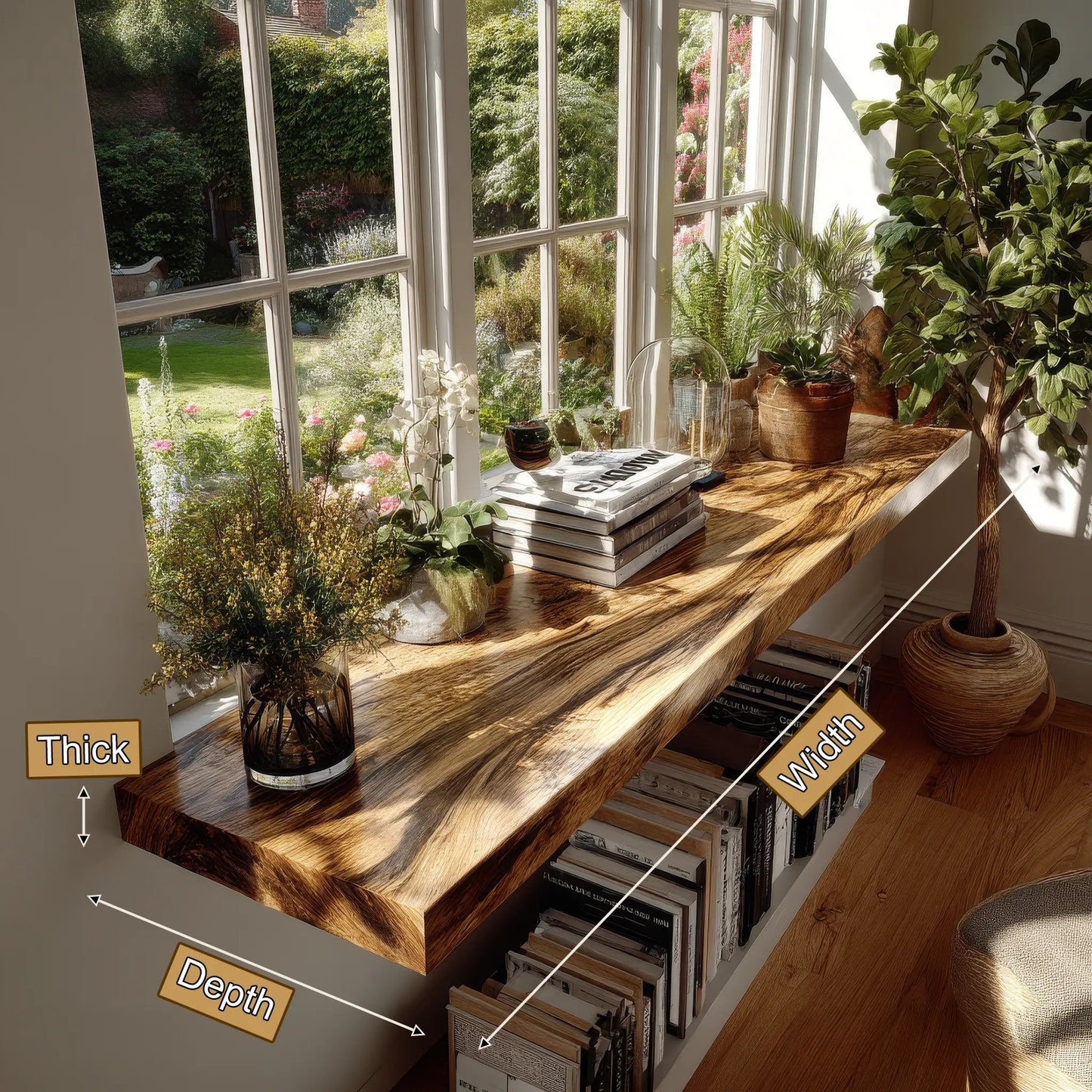 Caelith Live Edge Solid Wood Floating Shelf SPA126497 Kitchnce