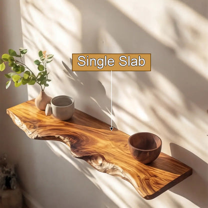 Caelric Live Edge Solid Wood Floating Shelf SPA395392 Kitchnce