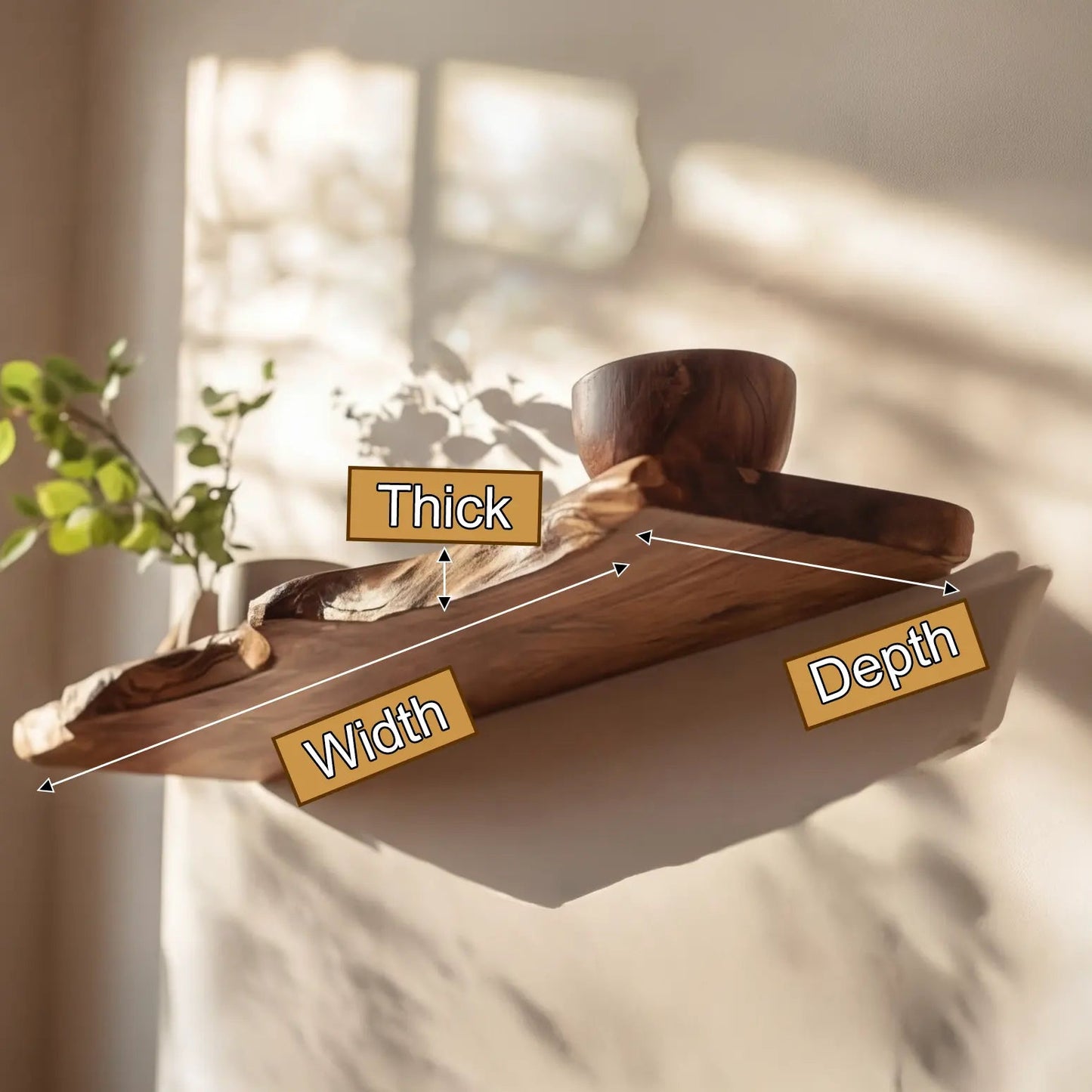 Caelric Live Edge Solid Wood Floating Shelf SPA395392 Kitchnce